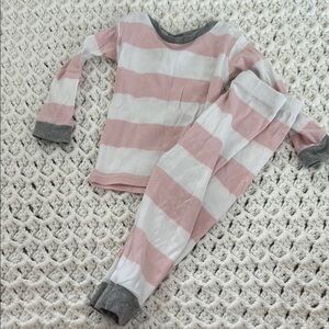 Burt's Bees Baby Pink and White Striped Pajama Set